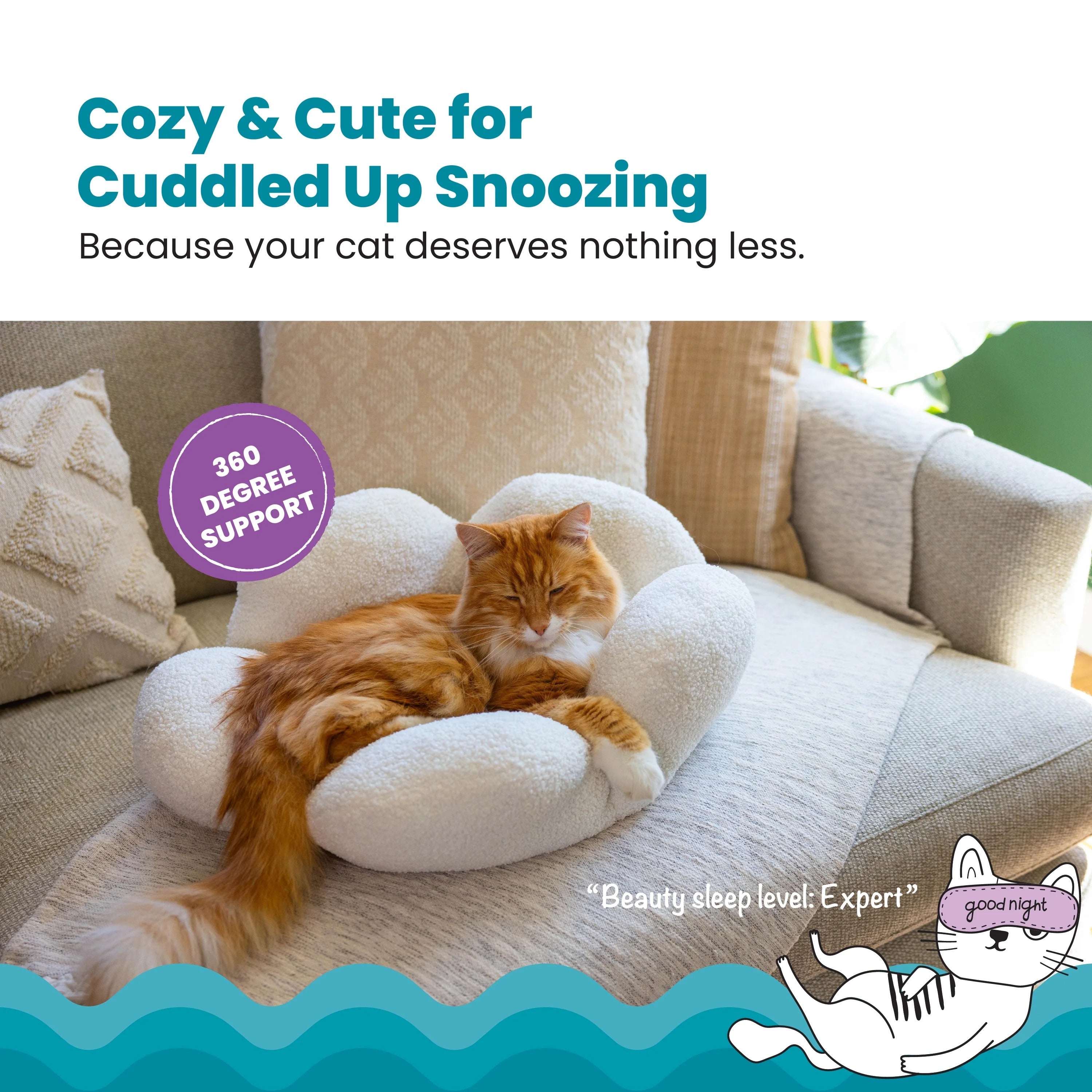 Flower-Shaped Plush Cat Bed with Raised Sides | Soft Cozy Indoor Nest for Cats and Kittens up to 20 lbs | Machine Washable Luxury Pet Cushion