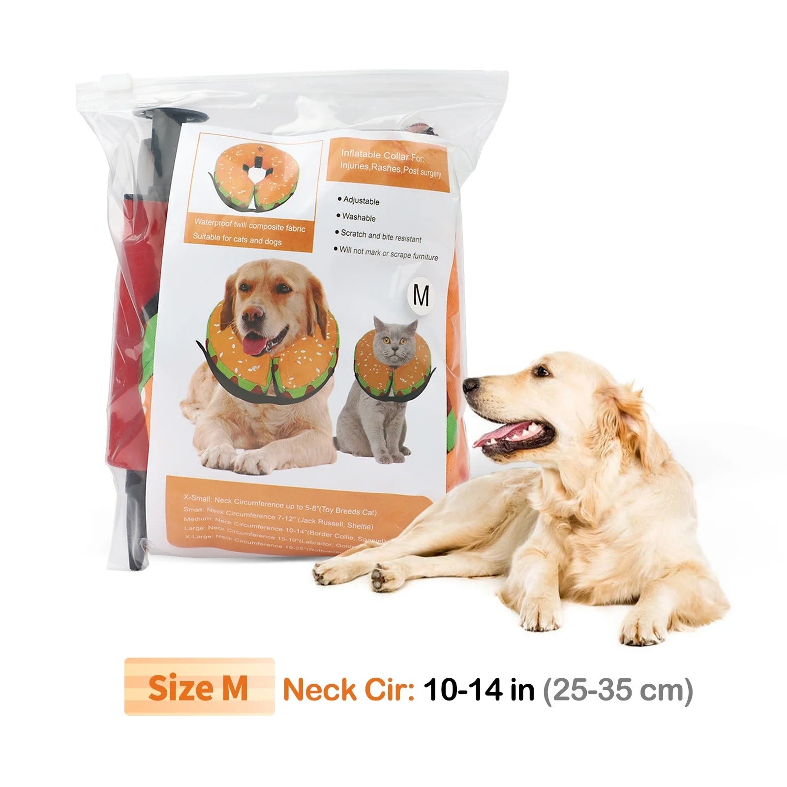 Inflatable Dog Recovery Collar, Soft Post-Surgery Protective Cone for Dogs, Anti-Bite Lick Wound Comfortable E-Collar for Medium and Large Pets