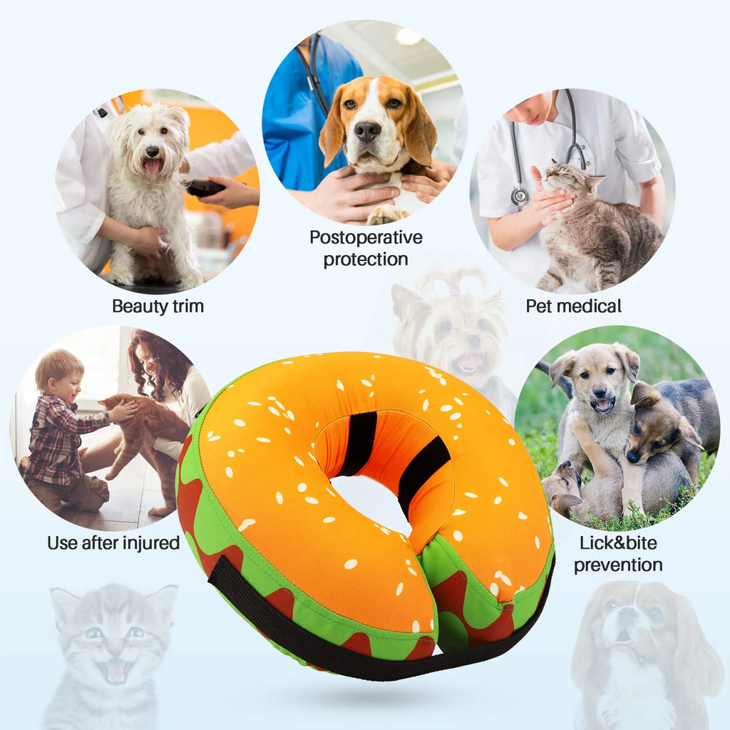 Inflatable Dog Recovery Collar, Soft Post-Surgery Protective Cone for Dogs, Anti-Bite Lick Wound Comfortable E-Collar for Medium and Large Pets