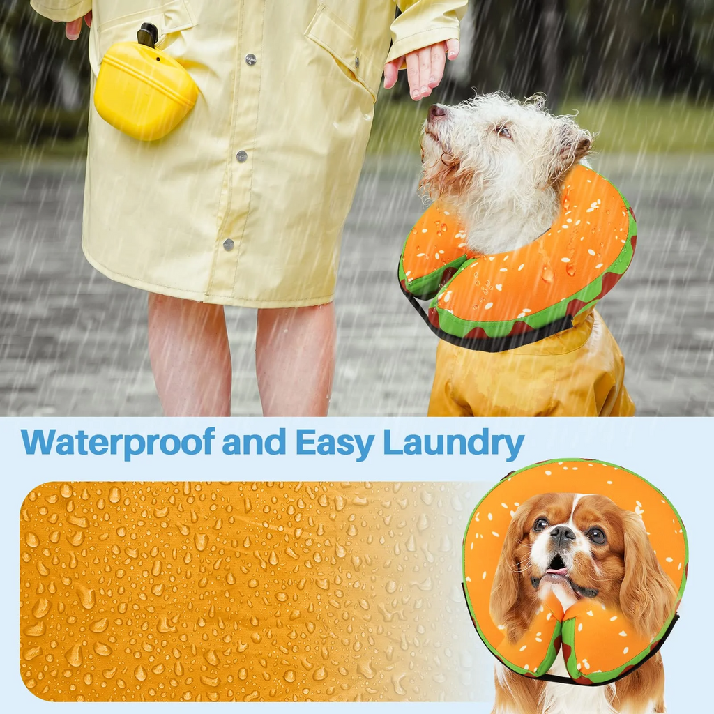 Inflatable Dog Recovery Collar, Soft Post-Surgery Protective Cone for Dogs, Anti-Bite Lick Wound Comfortable E-Collar for Medium and Large Pets