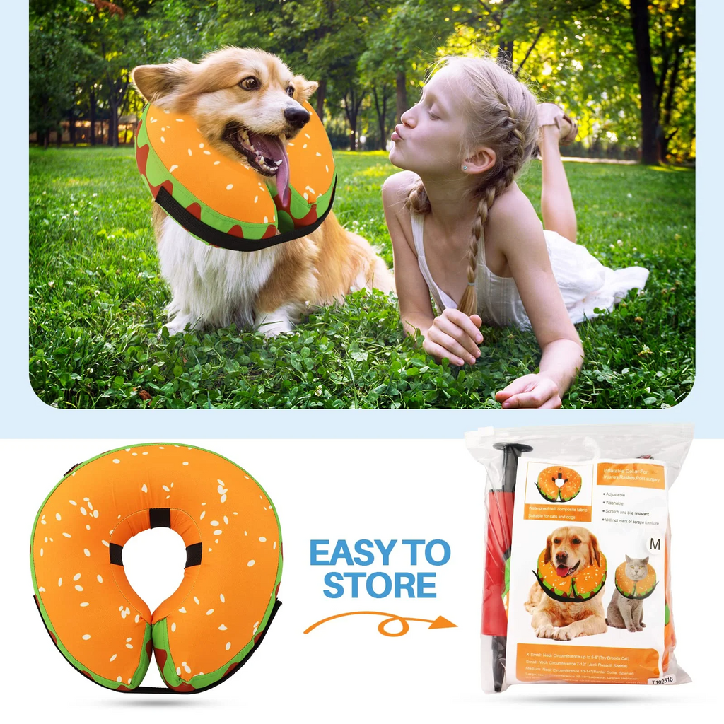 Inflatable Dog Recovery Collar, Soft Post-Surgery Protective Cone for Dogs, Anti-Bite Lick Wound Comfortable E-Collar for Medium and Large Pets