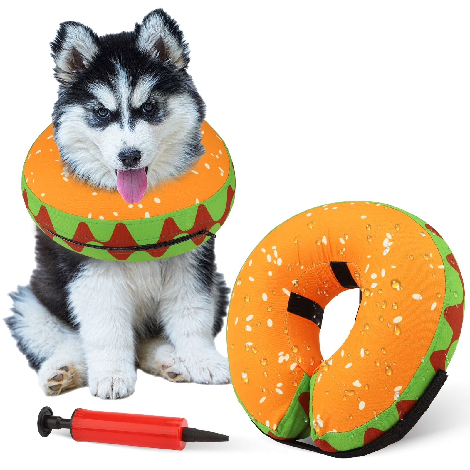 Inflatable Dog Recovery Collar, Soft Post-Surgery Protective Cone for Dogs, Anti-Bite Lick Wound Comfortable E-Collar for Medium and Large Pets