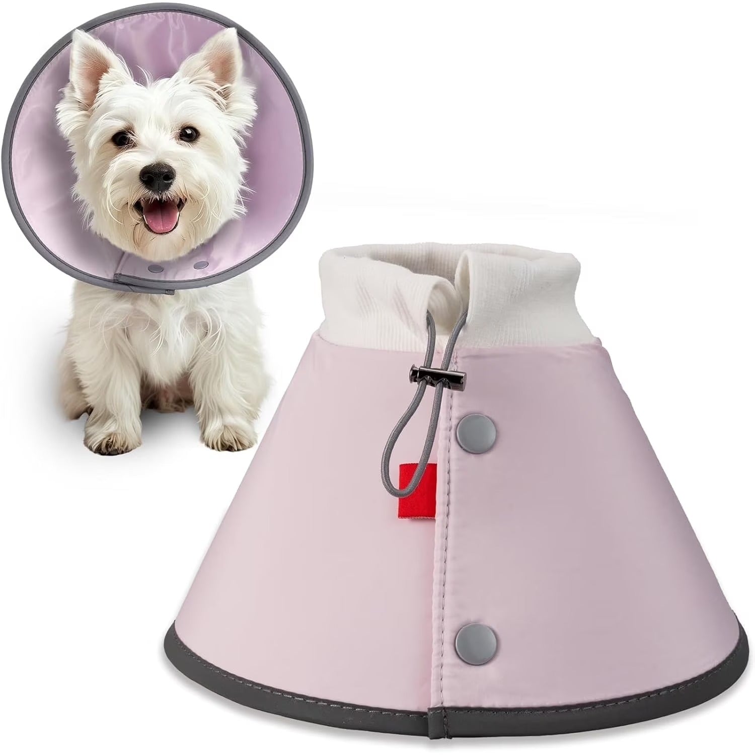 Soft Inflatable Dog & Cat Recovery Collar, Adjustable Post-Surgery E-Collar for Small Pets, Prevents Licking and Biting, Comfortable Healing Cone in Pink