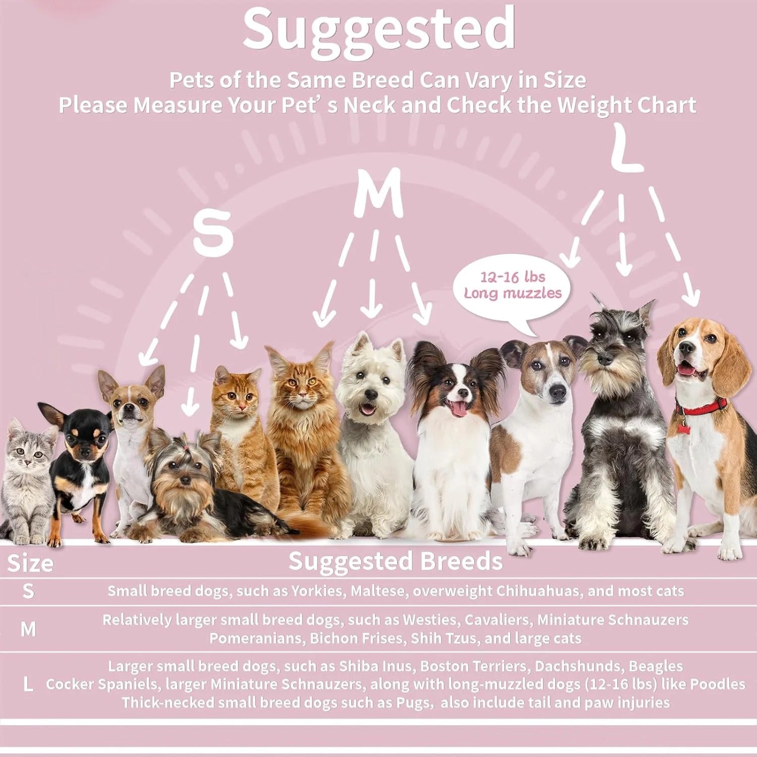 Soft Inflatable Dog & Cat Recovery Collar, Adjustable Post-Surgery E-Collar for Small Pets, Prevents Licking and Biting, Comfortable Healing Cone in Pink