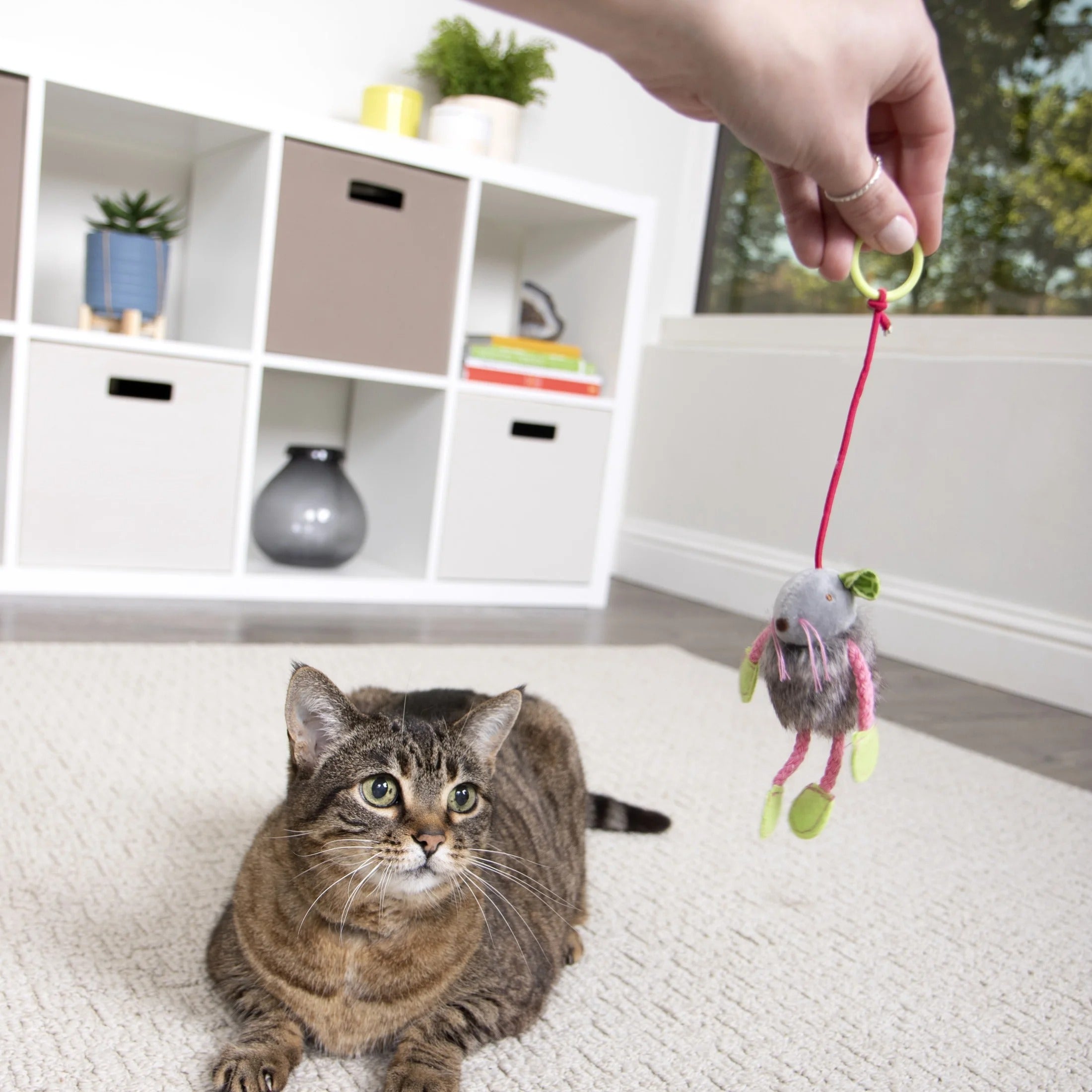 Interactive Bungee Cat Toy with Bouncy Plush Mouse Elastic Teaser for Indoor Exercise and Hunting Instincts