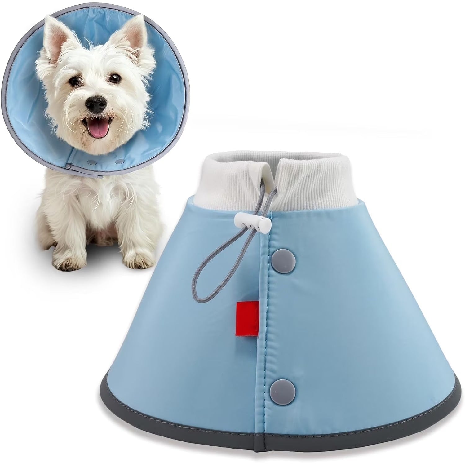 Adjustable Soft Dog & Cat Recovery Collar, Post-Surgery E-Collar for Small Pets, Anti-Lick Biting Healing Cone in Blue, Comfortable Pet Protective Collar