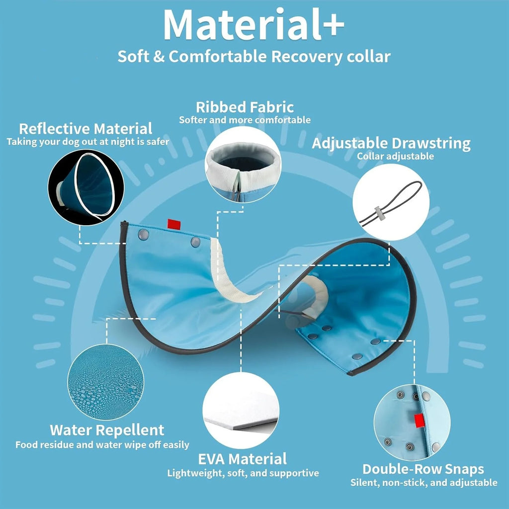 Adjustable Soft Dog & Cat Recovery Collar, Post-Surgery E-Collar for Small Pets, Anti-Lick Biting Healing Cone in Blue, Comfortable Pet Protective Collar