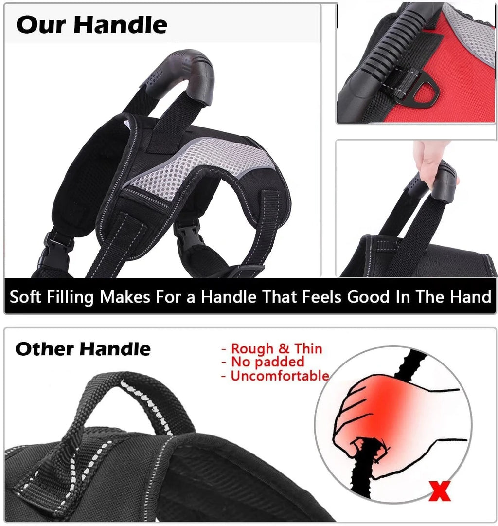 Adjustable No-Pull Dog Harness Vest, Soft Padded Walking Control Harness with Top Handle, Escape-Proof Chest-Leash Design for Small to Large Dogs