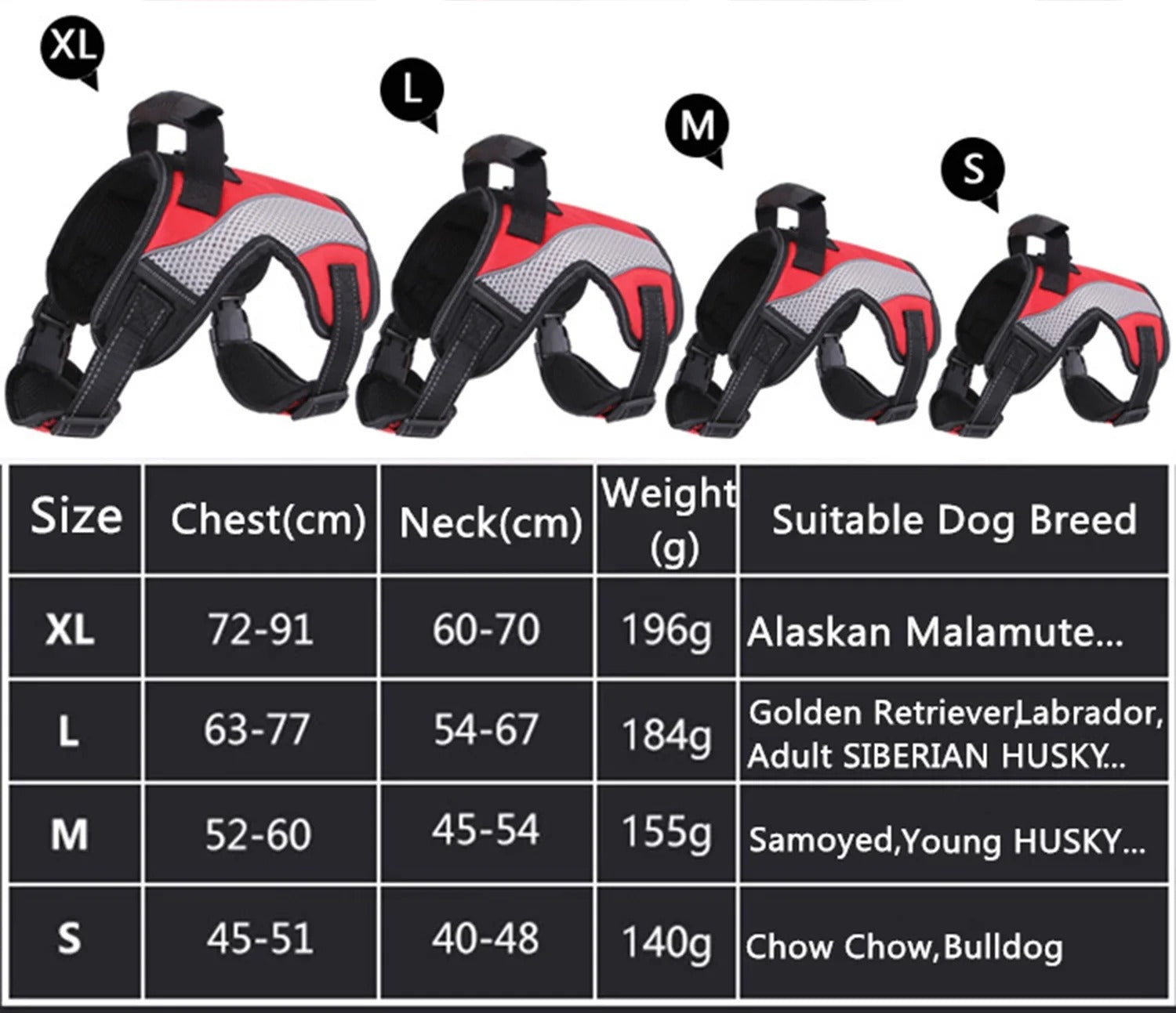 Adjustable No-Pull Dog Harness Vest, Soft Padded Walking Control Harness with Top Handle, Escape-Proof Chest-Leash Design for Small to Large Dogs