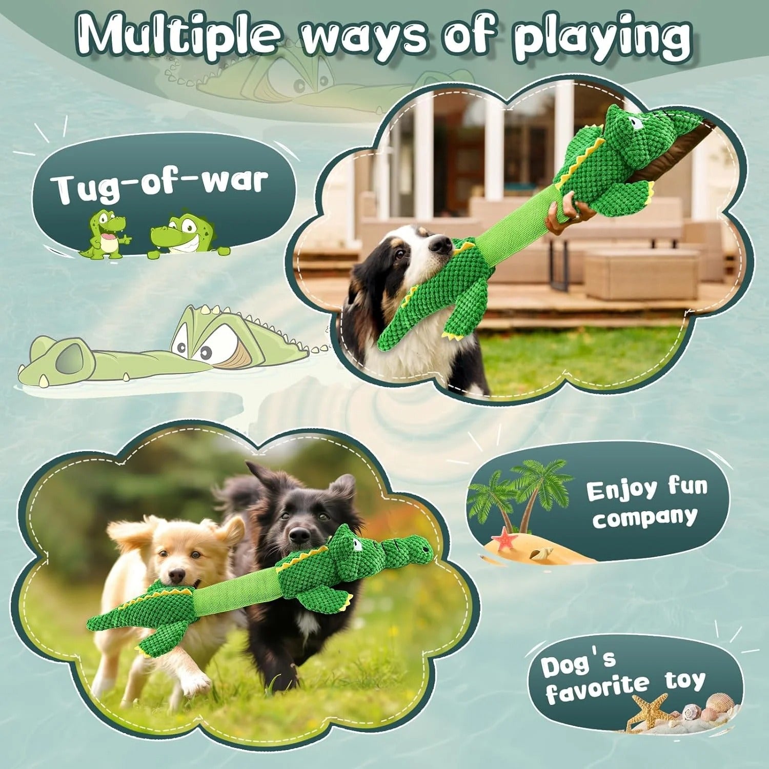 Durable Interactive Dog Chew Toy for Aggressive Chewers, Squeaky Tug of War Plush Toy for Small, Medium, and Large Dogs, Tough Pet Chew Toy for Dental Health
