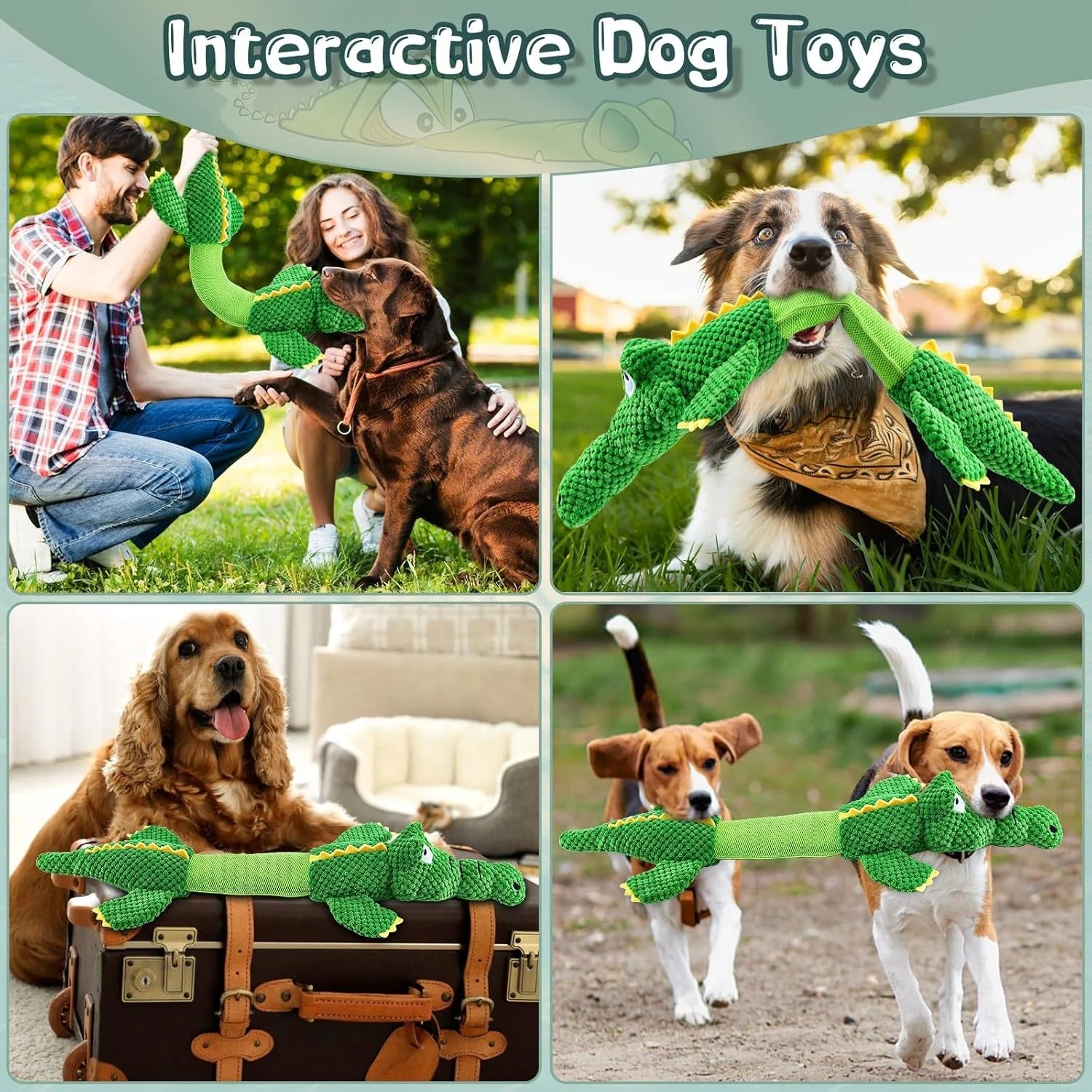Durable Interactive Dog Chew Toy for Aggressive Chewers, Squeaky Tug of War Plush Toy for Small, Medium, and Large Dogs, Tough Pet Chew Toy for Dental Health