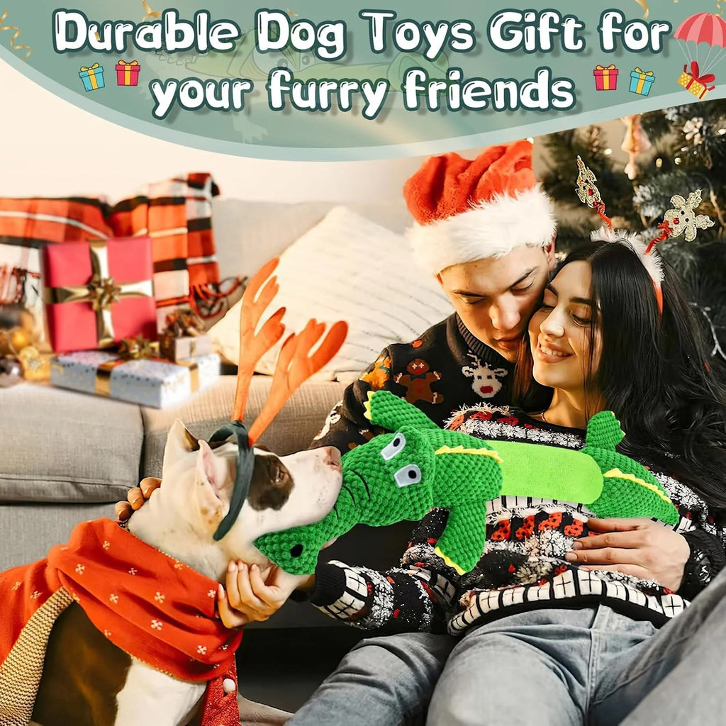 Durable Interactive Dog Chew Toy for Aggressive Chewers, Squeaky Tug of War Plush Toy for Small, Medium, and Large Dogs, Tough Pet Chew Toy for Dental Health