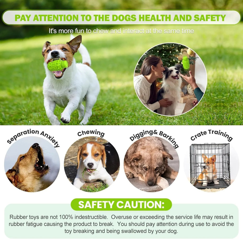 Durable Squeaky Dog Chew Toy for Aggressive Chewers, Tough Natural Rubber Interactive Chew Toy for Large and Medium Dogs, Teeth Grinding & Mental Stimulation