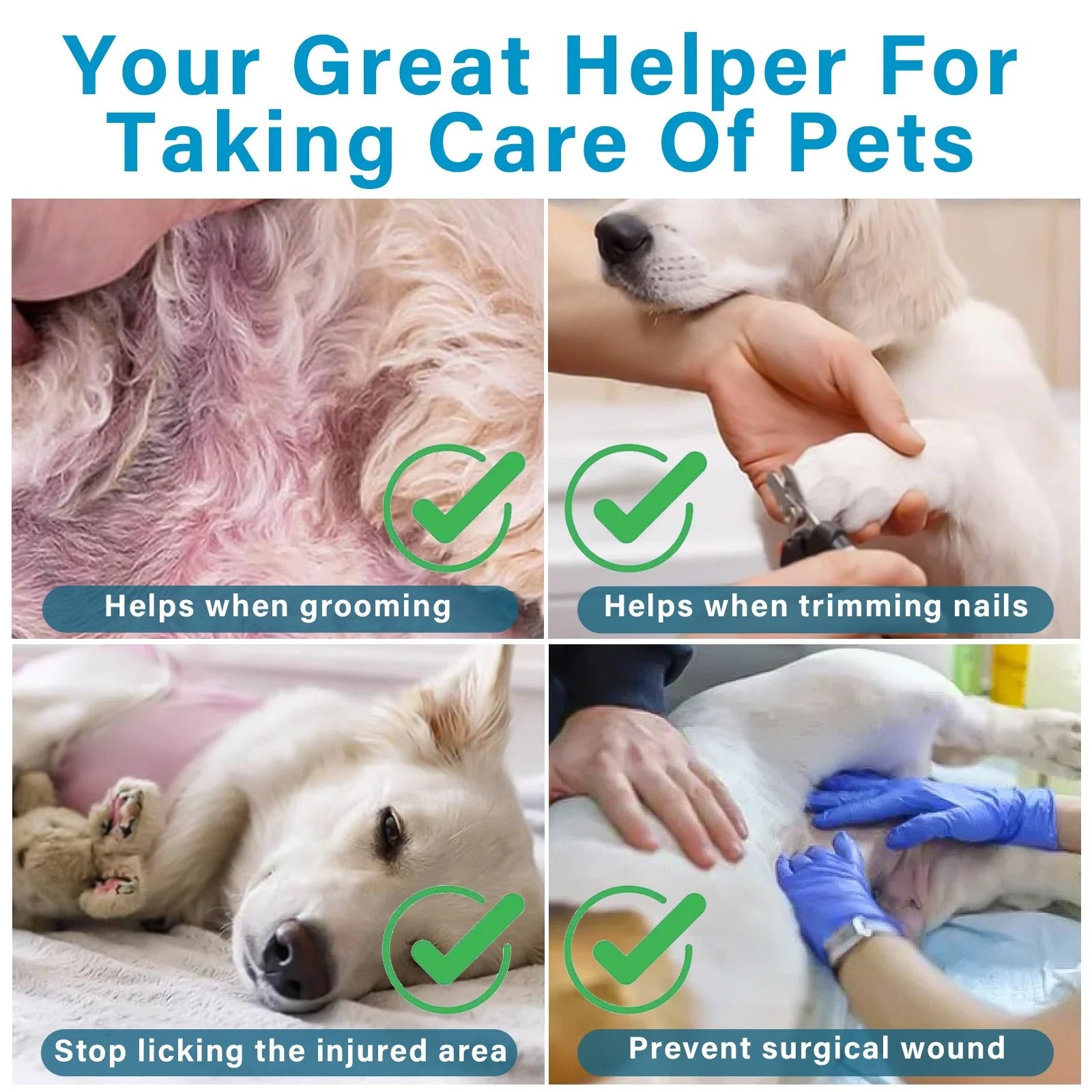 Soft Dog Recovery Cone for Large Dogs and Cats, Adjustable Pet Surgery Cone Collar, Comfortable E-Collar Prevents Licking, Scratching and Biting Wounds Post-Operation