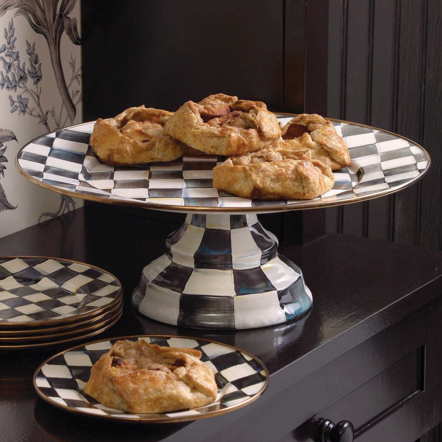 Courtly Check Pedestal Platter - Large