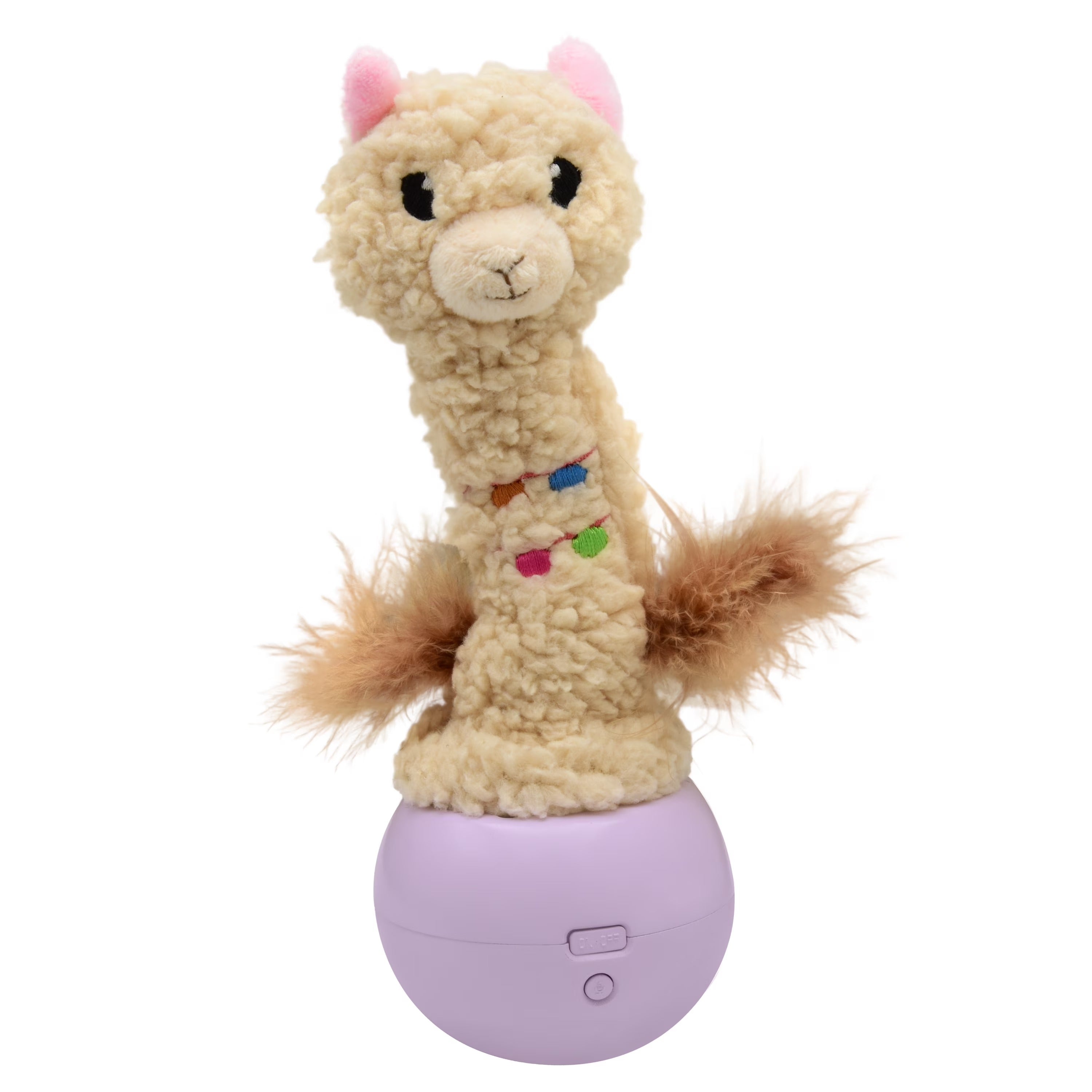 Interactive Electronic Dancing Llama Cat Toy with Motion, Lights, Music and Feather Teaser, Battery-Powered Plush Toy for Indoor Cats and Kittens
