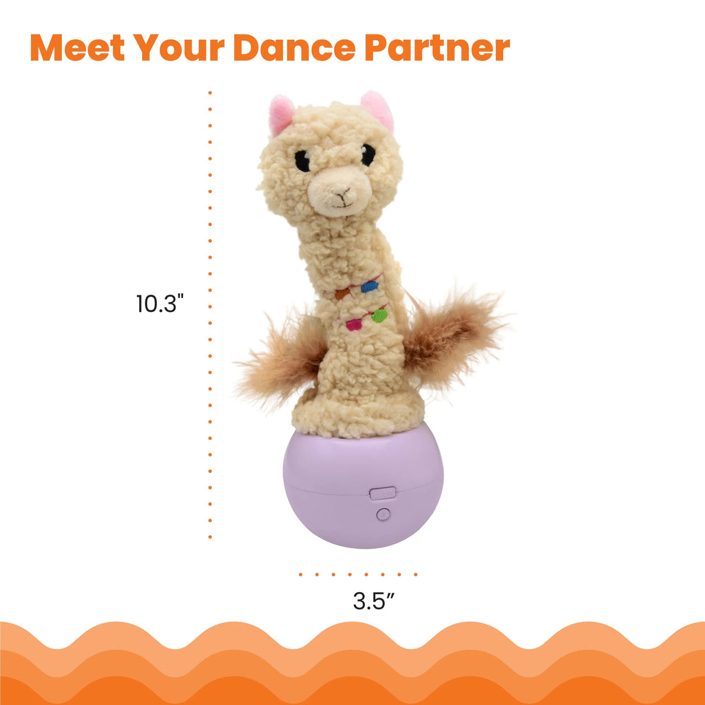 Interactive Electronic Dancing Llama Cat Toy with Motion, Lights, Music and Feather Teaser, Battery-Powered Plush Toy for Indoor Cats and Kittens