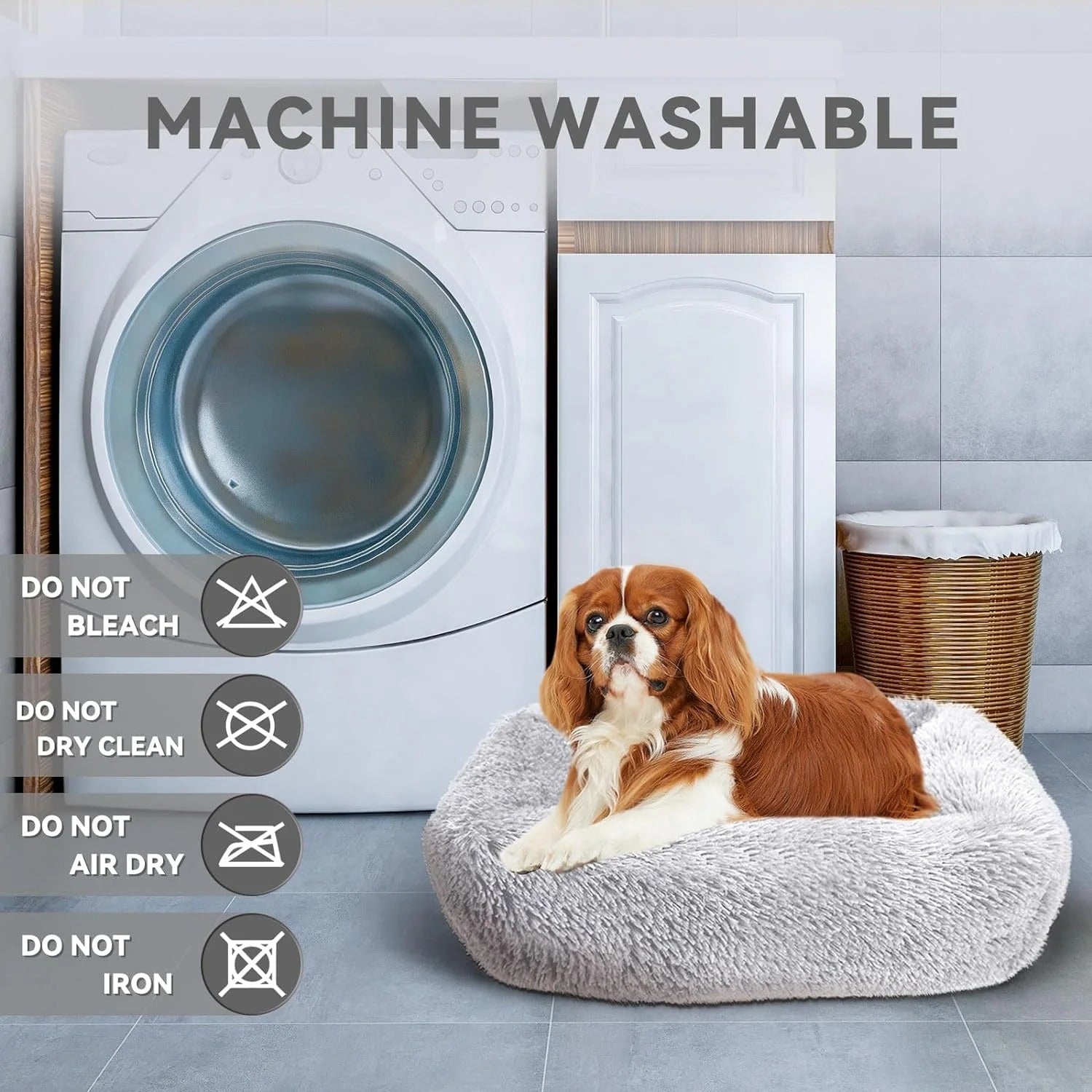 Plush Indoor Cat and Small Dog Bed | Self-Warming Soft Square Cushion with Anti-Slip Bottom | Washable Pet Nest for Cats and Dogs up to 15 lbs (22 x 18 x 8 inch, Gray)