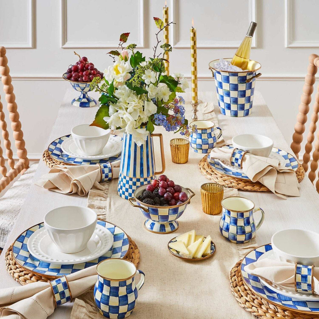 Royal Check Enamel Compote - Small