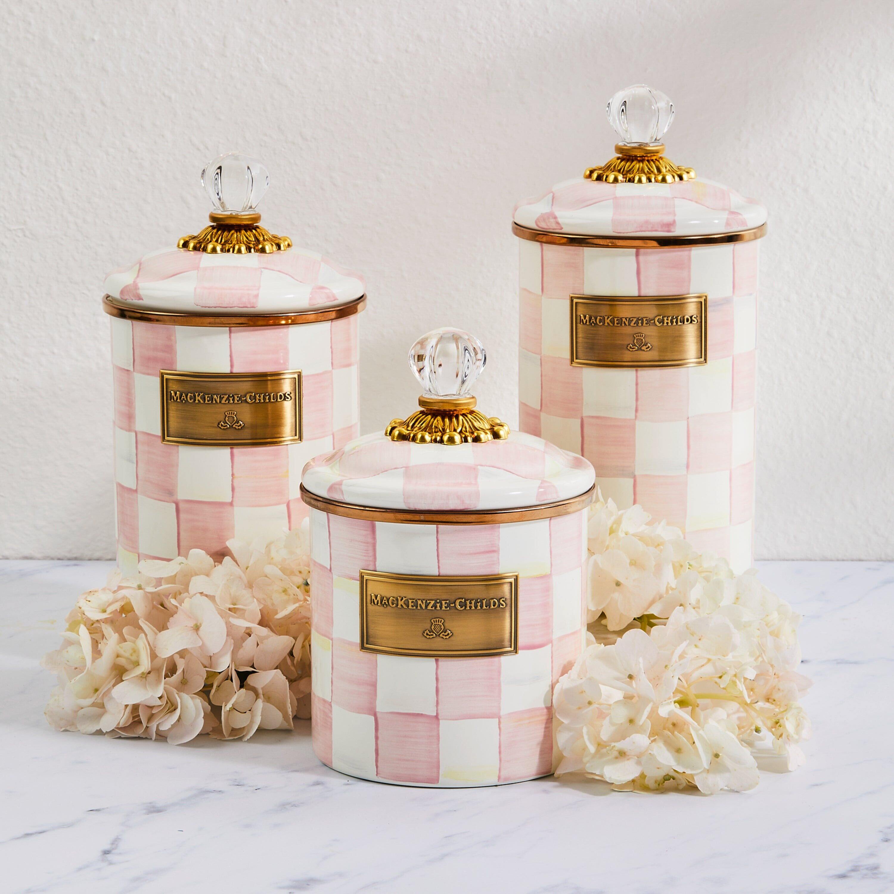 Rosy Check Enamel Canisters
