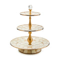 Mocha Check Three Tier Sweet Stand by MacKenzie-Childs
