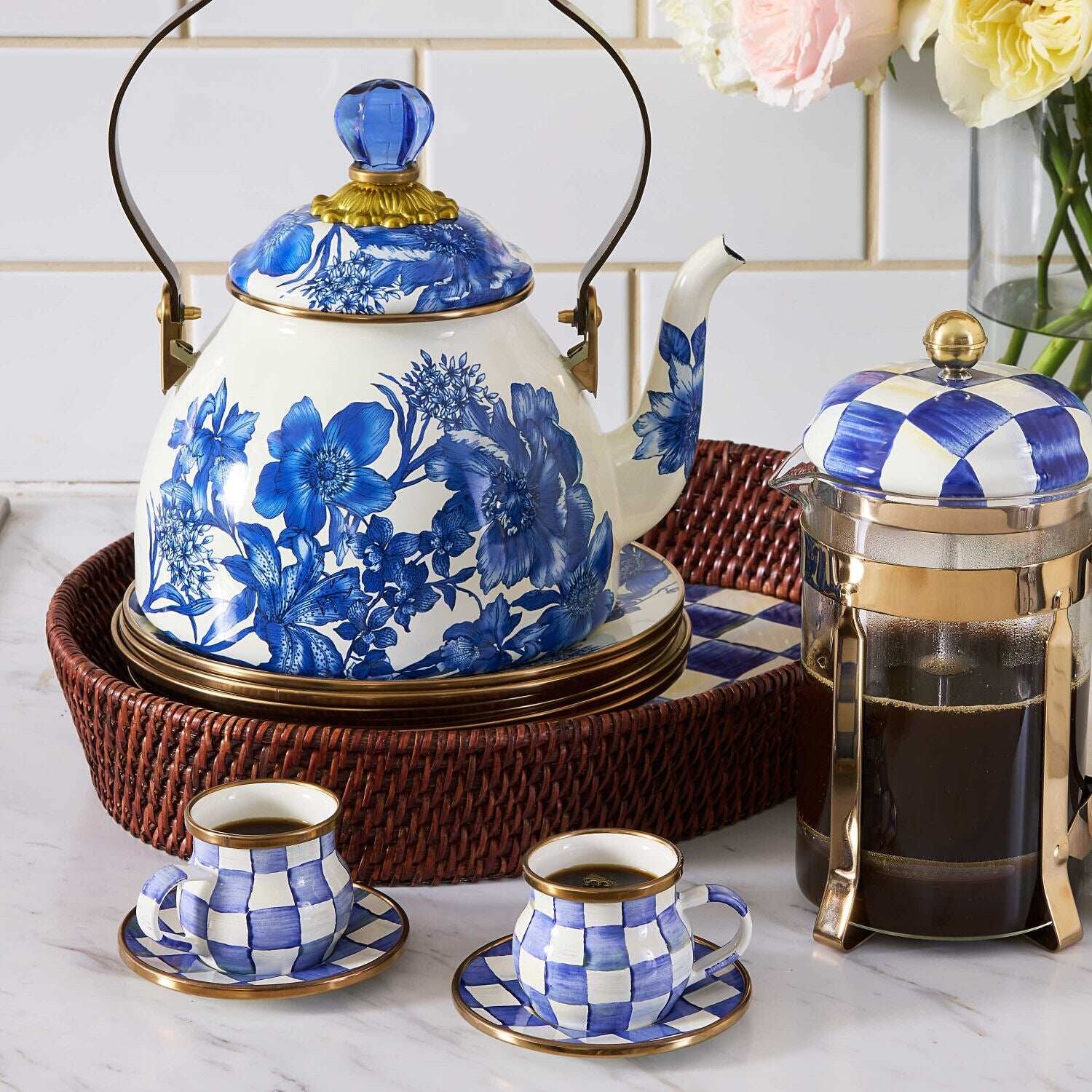 Royal Check Espresso Cup & Saucer Set